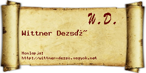 Wittner Dezső névjegykártya